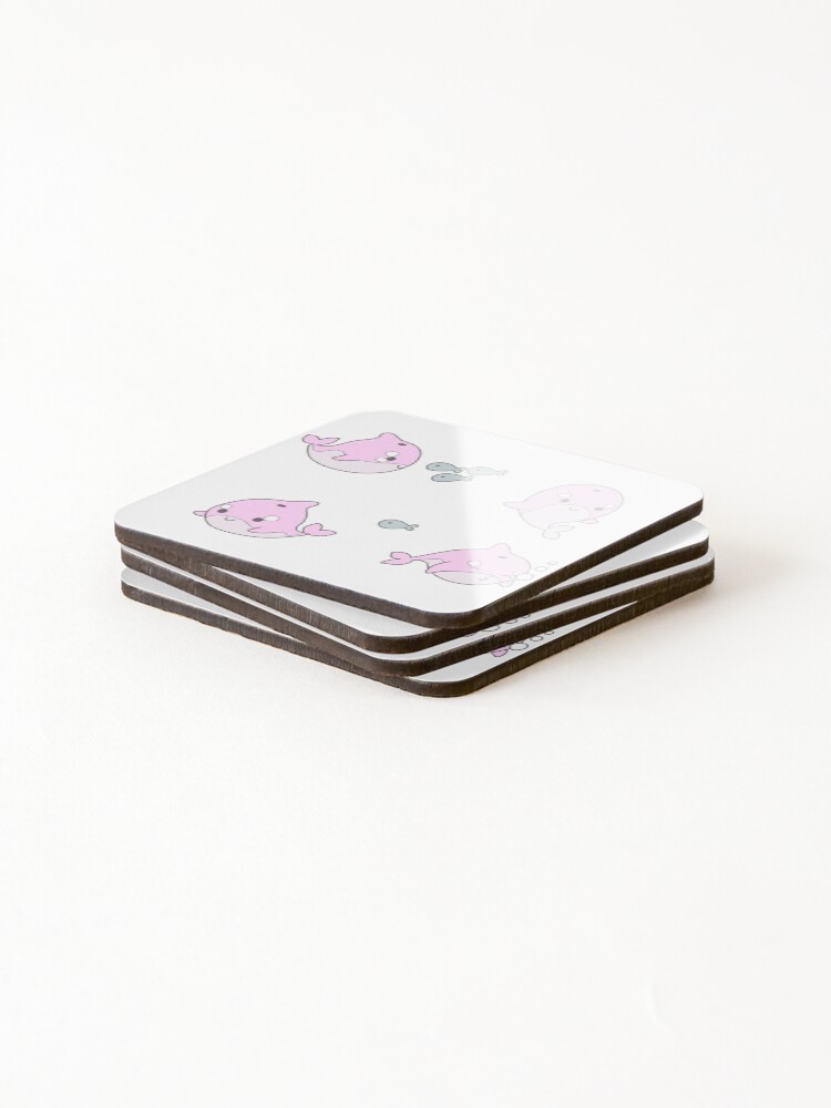 Thumbnail 4 of 5, Coasters (Set of 4), Pink whale designed and sold by Rusembell.