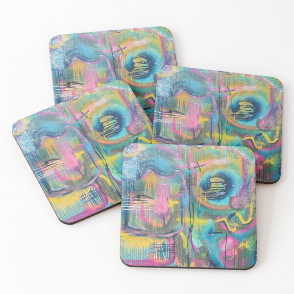 Item preview, "Kitchen" - Neon-colored Abstract Painting with Glitter designed and sold by Caroline Conlon.