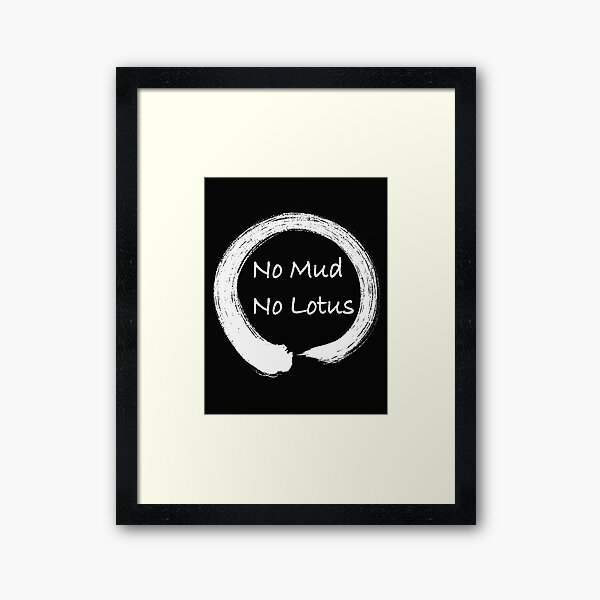 Item preview, No Mud No Lotus Enso Calligraphy White on Black designed and sold by Polishthestone.