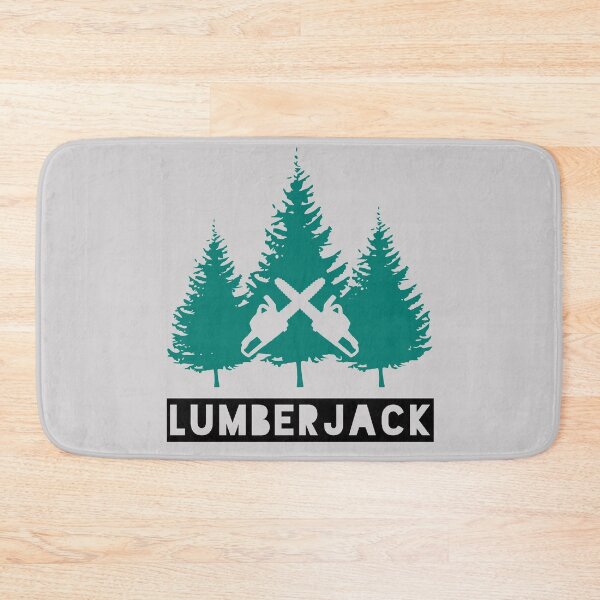 Item preview, Lumberjack Green Pine Trees, Black Font and Crossed Chainsaws designed and sold by HighBrowDesigns.