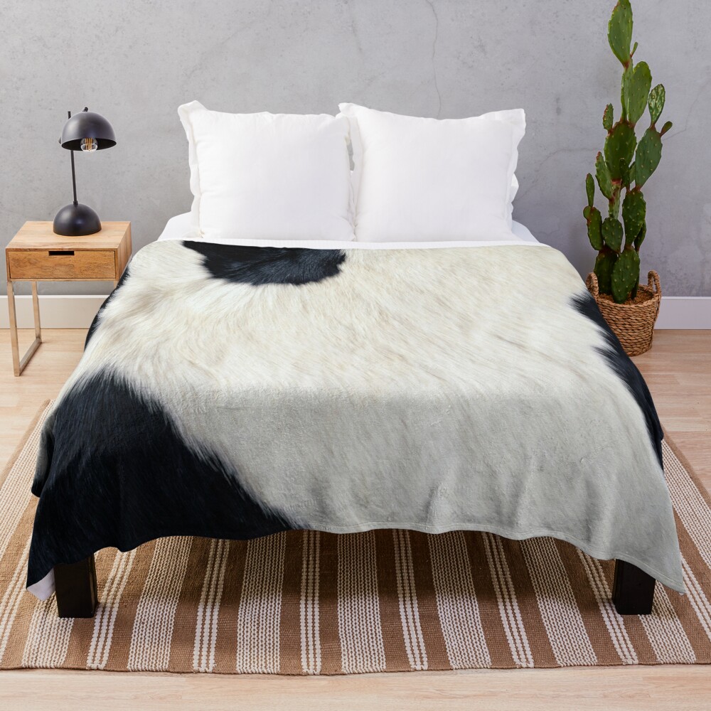 Faux Cowhide Black and white Throw Blanket