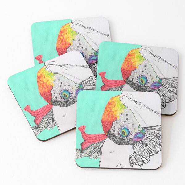 Item preview, "Rainbow Betta" - Small Mixed Media Illustration designed and sold by Caroline Conlon.