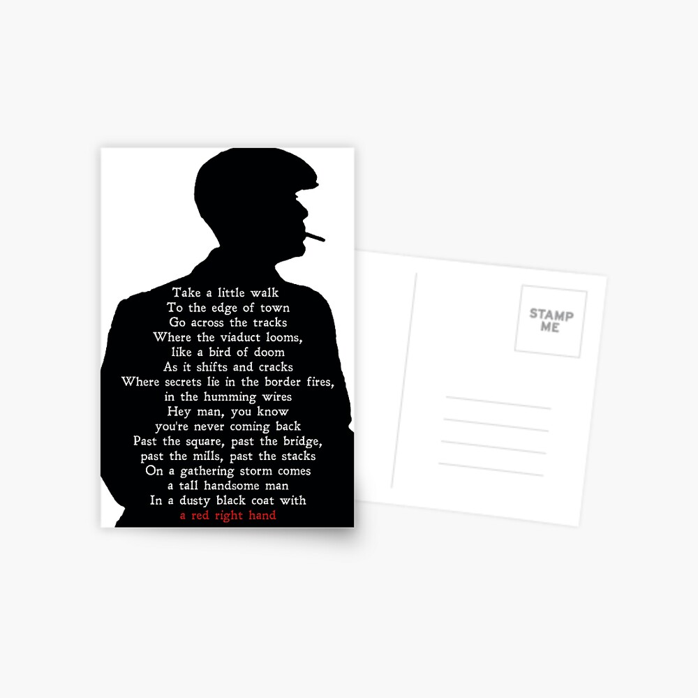 Peaky Lyrics Postcard for Sale by DafyddEm