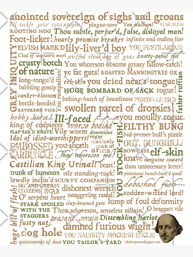 Artwork view, Shakespeare Insults Dark - Revised Edition (by incognita) designed and sold by Styled Vintage