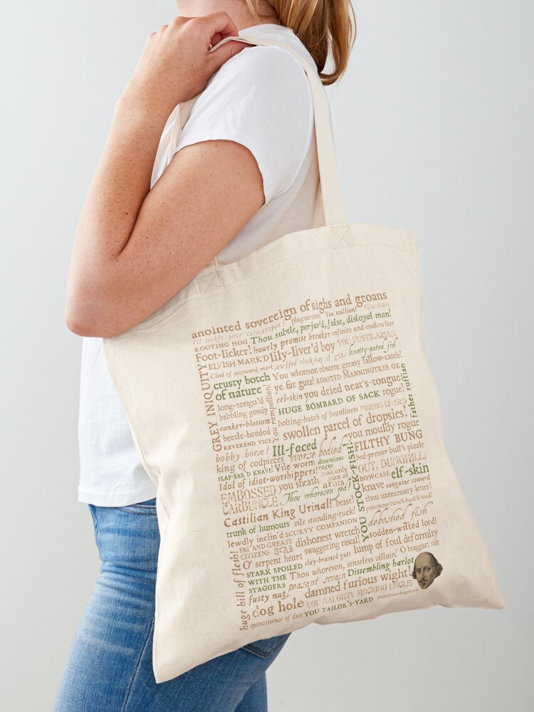 Thumbnail 1 of 5, Tote Bag, Shakespeare Insults Dark - Revised Edition (by incognita) designed and sold by Styled Vintage.