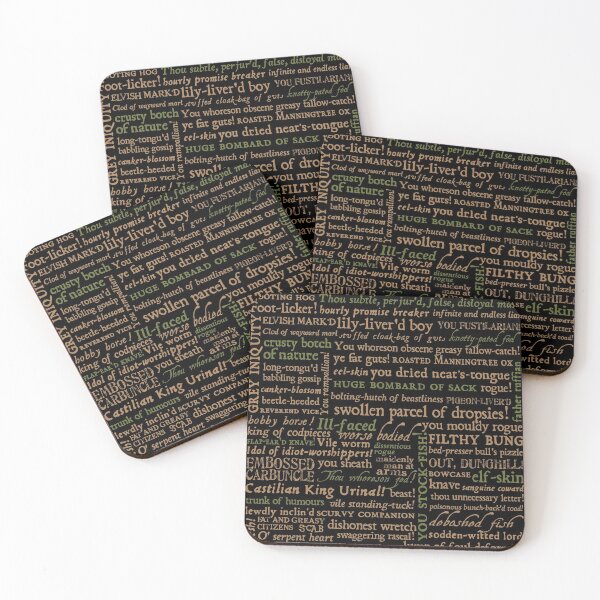 Shakespeare Insults Dark - Revised Edition (by incognita) Coasters (Set of 4)