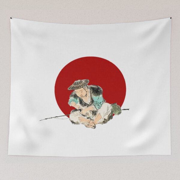 Item preview, Japanese Flag - Man maintaining a fishing rod designed and sold by weavernap.