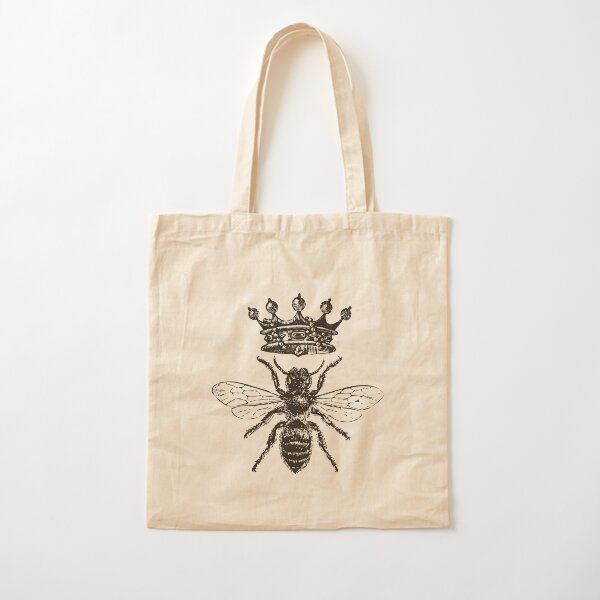 Queen Bee | Vintage Honey Bees | Black and White | Cotton Tote Bag
