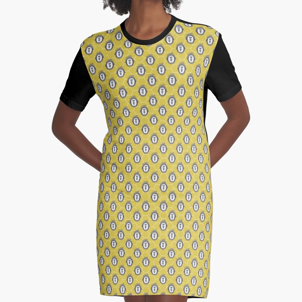 Queen Bee | Vintage Honey Bees | Honeycomb Patterns | Graphic T-Shirt Dress