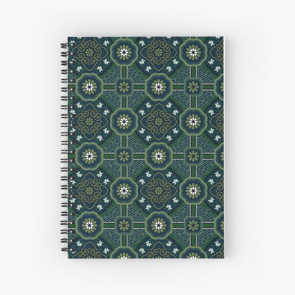Pattern blue and green with sayagata Spiral Notebook