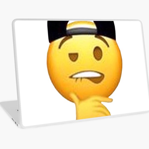 "Lip Biting Emoji With Hat" Laptop Skin by SimonM6420 | Redbubble