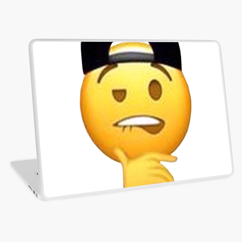 "Lip Biting Emoji With Hat" Laptop Skin by SimonM6420 | Redbubble