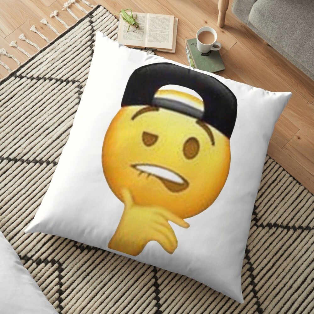 "Lip Biting Emoji With Hat" Floor Pillow by SimonM6420 | Redbubble