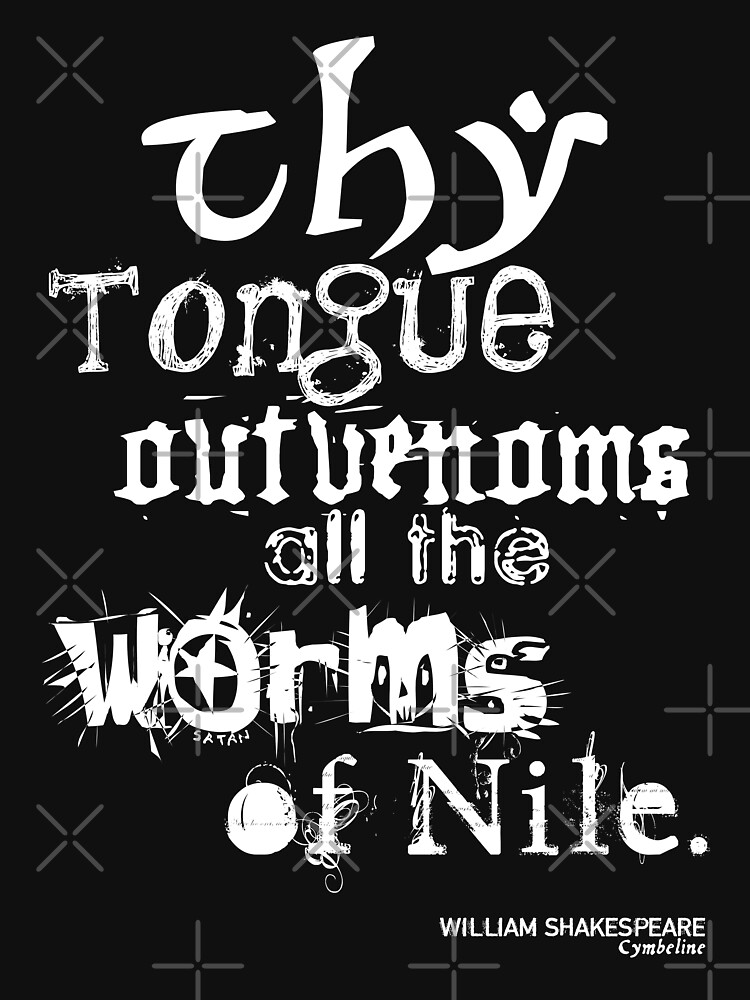 Thumbnail 3 of 3, Fitted T-Shirt, Shakespeare's Cymbeline Worms Insult (White Text) designed and sold by Styled Vintage.