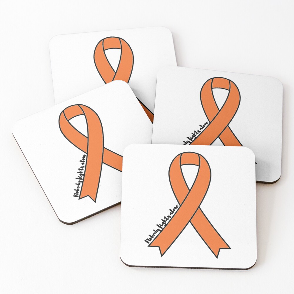 Orange Leukemiakidney Cancer Ribbon Coasters Set Of 4 For Sale By