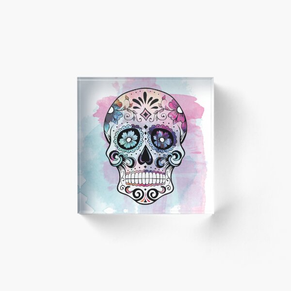 Watercolor Sugar skull Acrylic Block