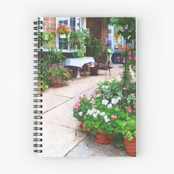 Item preview, Belvidere NJ - Outdoor Cafe with Flowerpots designed and sold by Susan Savad.