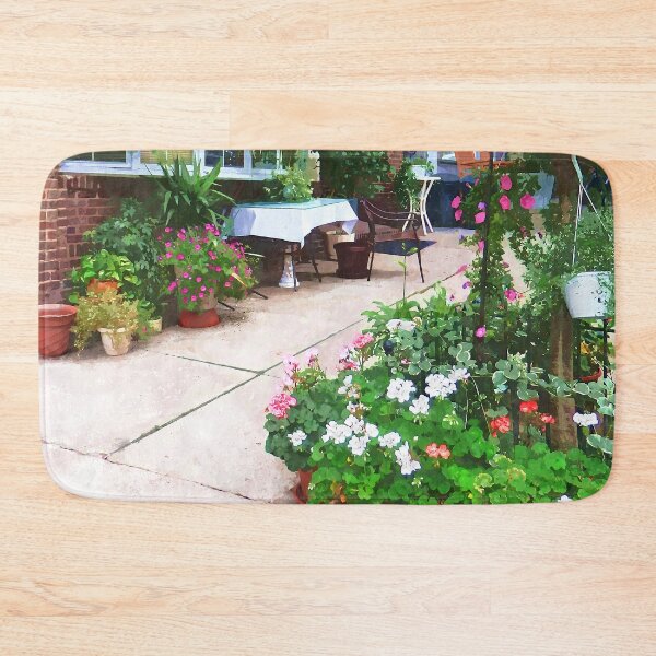 Item preview, Belvidere NJ - Outdoor Cafe with Flowerpots designed and sold by Susan Savad.
