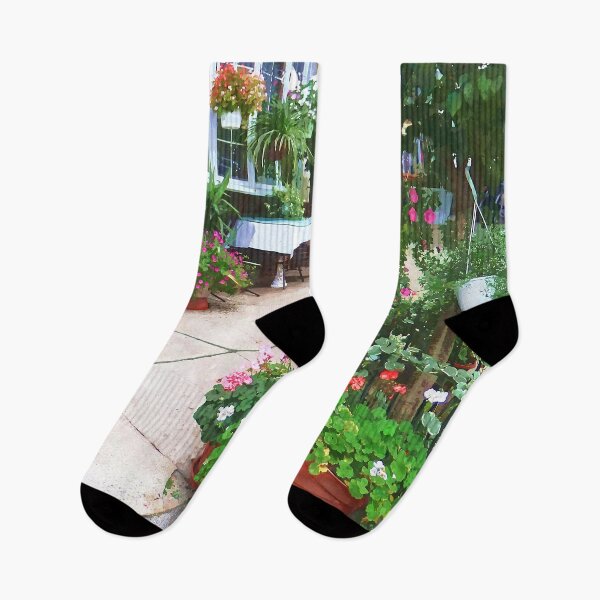 Item preview, Belvidere NJ - Outdoor Cafe with Flowerpots designed and sold by Susan Savad.
