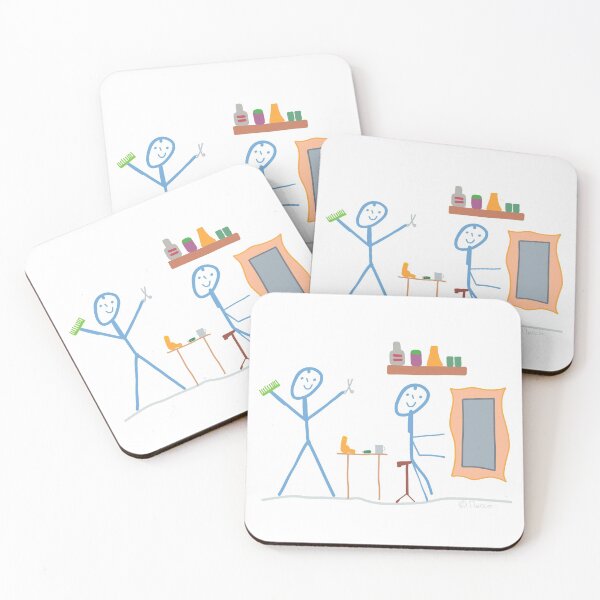 Item preview, Hairdresser man stick figure hair hairstyle blow dry head funny fun designed and sold by KlareLinie.