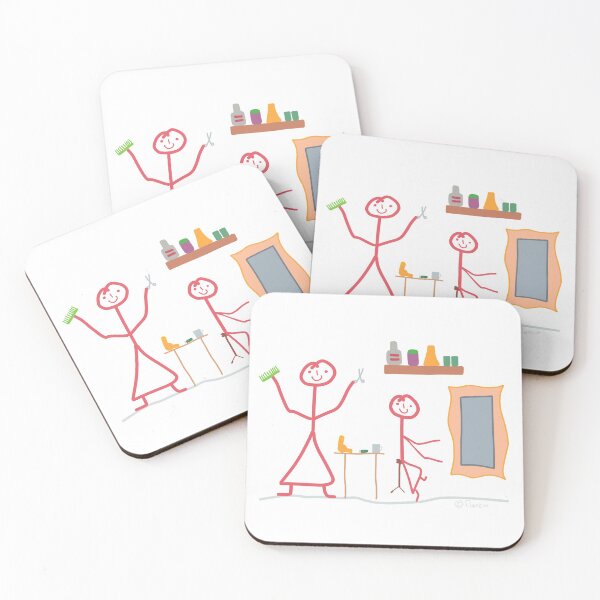 Item preview, Hairdresser woman stroke woman Creative stick figure hair hairstyle blow dry head funny fun designed and sold by KlareLinie.