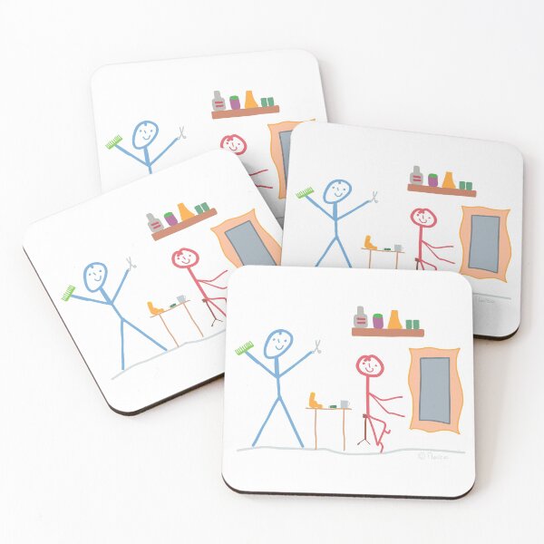 Item preview, Barber man woman stroking woman Creative stick figure hair hairstyle blow dry head funny fun designed and sold by KlareLinie.