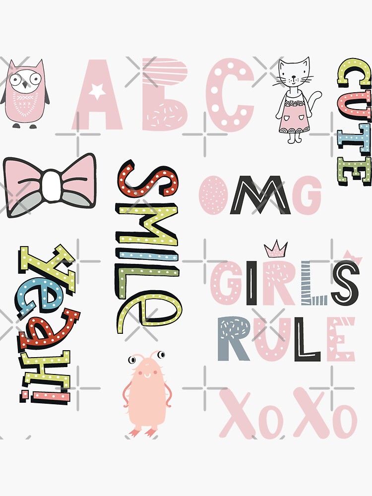 cute stickers sheet pink theme sticker by broadmeadow redbubble
