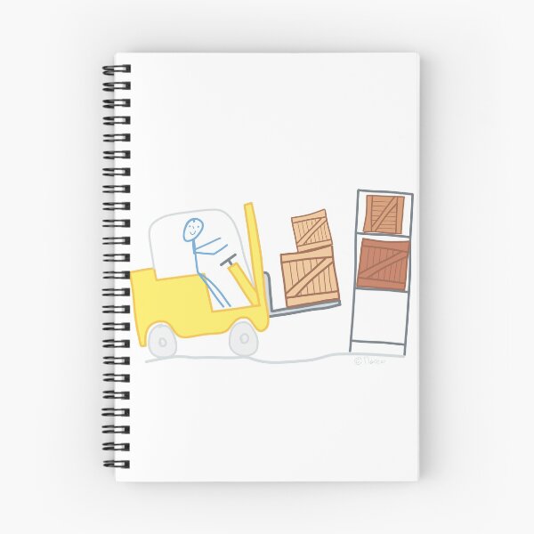 Item preview, Forklift man woman stick figure logistics warehouse goods work job package shipping crate designed and sold by KlareLinie.