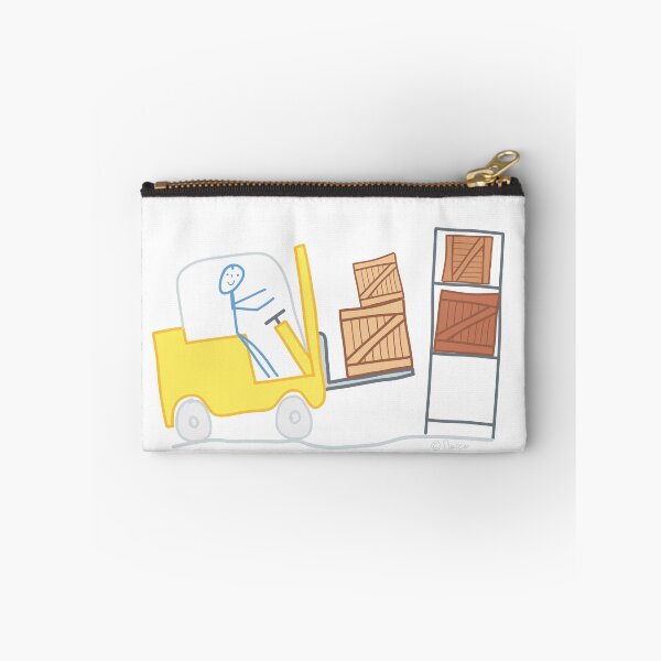 Item preview, Forklift man woman stick figure logistics warehouse goods work job package shipping crate designed and sold by KlareLinie.