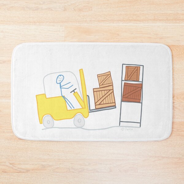 Item preview, Forklift man woman stick figure logistics warehouse goods work job package shipping crate designed and sold by KlareLinie.