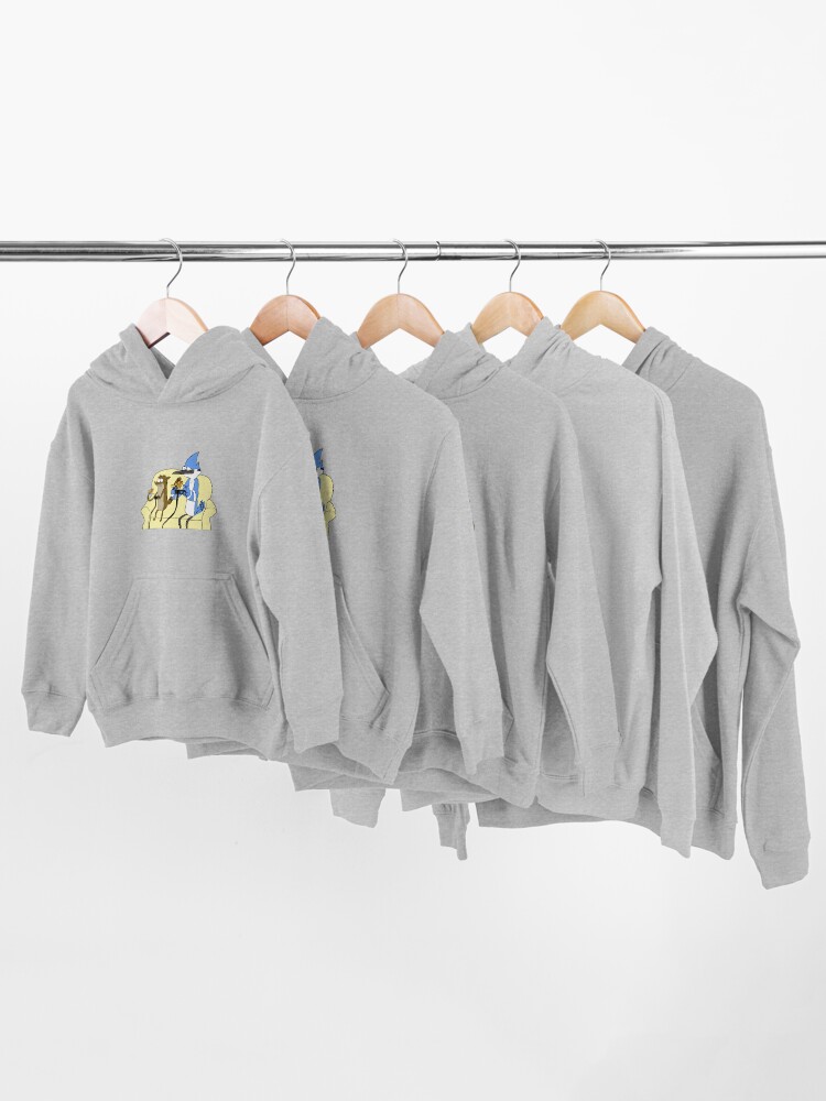 Alternate view of Rigby and Mordecai Best team, Love for pizza and games Kids Pullover Hoodie