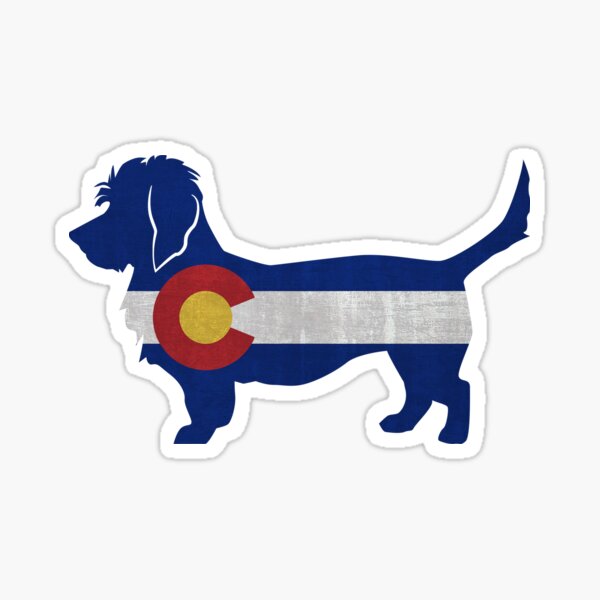 Dandie Dinmont Terrier Dog Breed Silhouette Filled with Colorado Flag Sticker