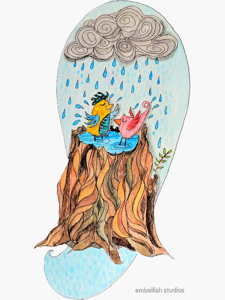 Happy Bathing Birds by tammymurdock