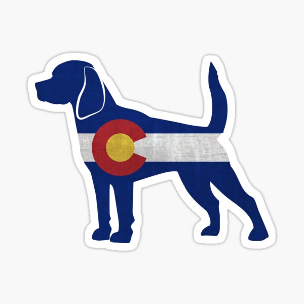 Beagle Dog Breed Silhouette Filled with Colorado Flag Sticker