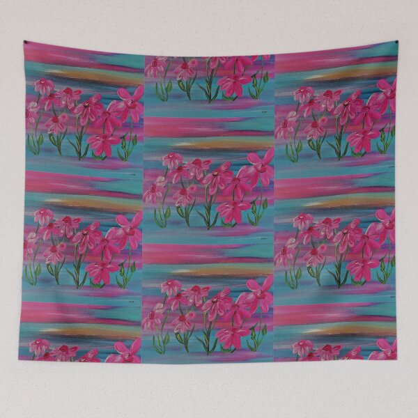 Item preview, Pink Gerbera Daisies on Burlap designed and sold by EloiseArt.