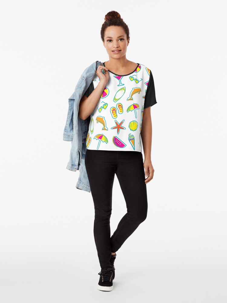 Alternate view of Summer Fun Beach Icons Chiffon Top
