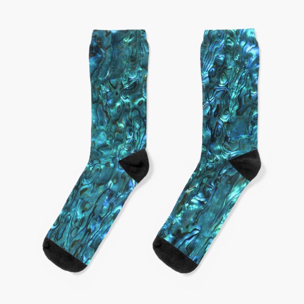 Abalone Shell | Paua Shell | Seashell Patterns | Sea Shells | Cyan Blue Tint | Socks