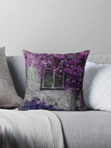 Item preview, Purple and Radiant Orchid Vines on Old Stone Building  designed and sold by Brooke T Ryan Photographic Art.