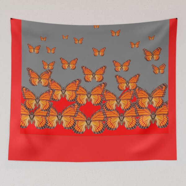 Item preview, RED-GRAY MODERN ART MONARCH BUTTERFLIES designed and sold by sharlesart.
