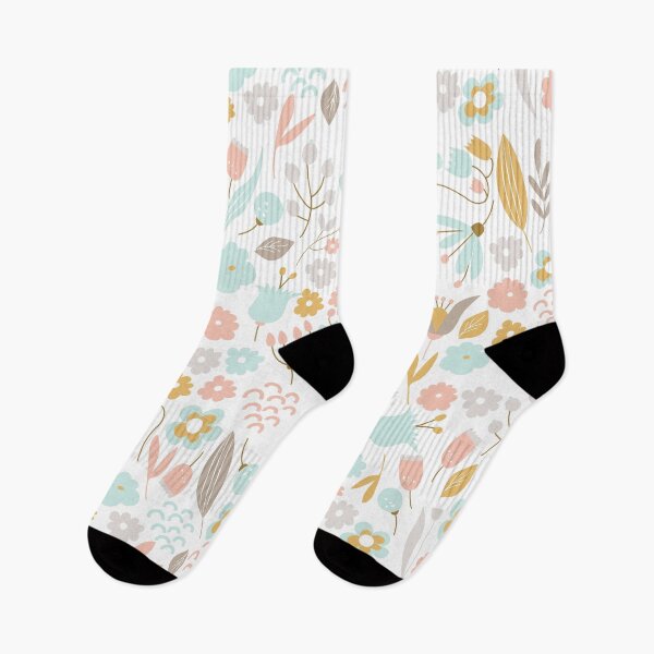 Item preview, 70s Pink, Turquoise, Gold and Grey Floral Print with Delicate Flowers designed and sold by Pink Pineapple Works.
