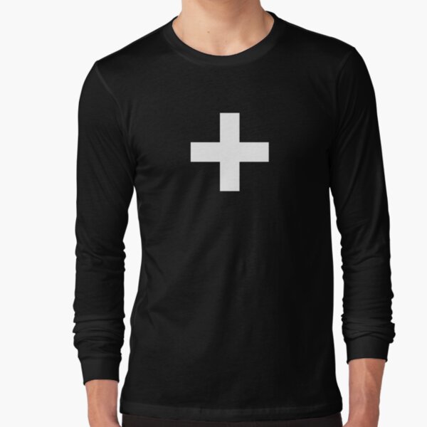 Crosses | Criss Cross | Swiss Cross | Hygge | Scandi | Plus Sign | Black and White | Long Sleeve T-Shirt