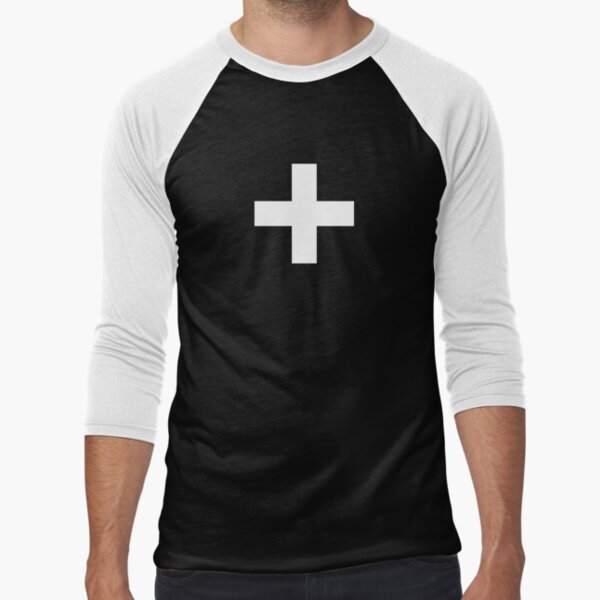 Crosses | Criss Cross | Swiss Cross | Hygge | Scandi | Plus Sign | Black and White |  Baseball ¾ Sleeve T-Shirt