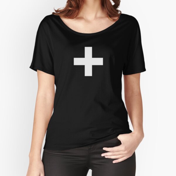 Crosses | Criss Cross | Swiss Cross | Hygge | Scandi | Plus Sign | Black and White | Relaxed Fit T-Shirt