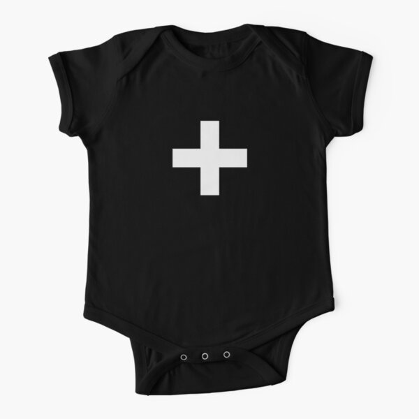 Crosses | Criss Cross | Swiss Cross | Hygge | Scandi | Plus Sign | Black and White |  Short Sleeve Baby One-Piece