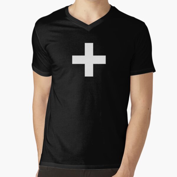 Crosses | Criss Cross | Swiss Cross | Hygge | Scandi | Plus Sign | Black and White |  V-Neck T-Shirt