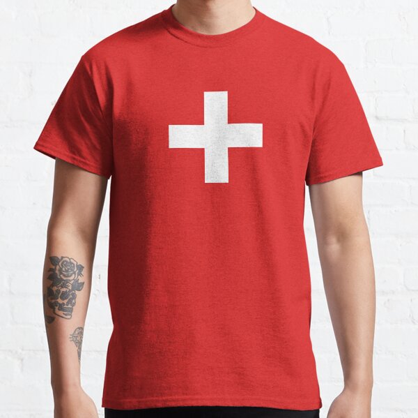 Crosses | Criss Cross | Swiss Cross | Hygge | Scandi | Plus Sign | Red and White | Classic T-Shirt
