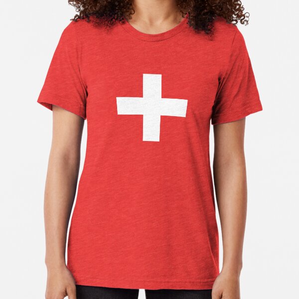 Crosses | Criss Cross | Swiss Cross | Hygge | Scandi | Plus Sign | Red and White | Tri-blend T-Shirt