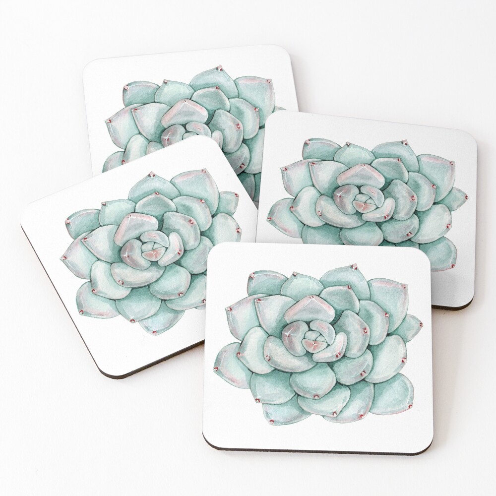 Succulent, watercolor Coasters (Set of 4)