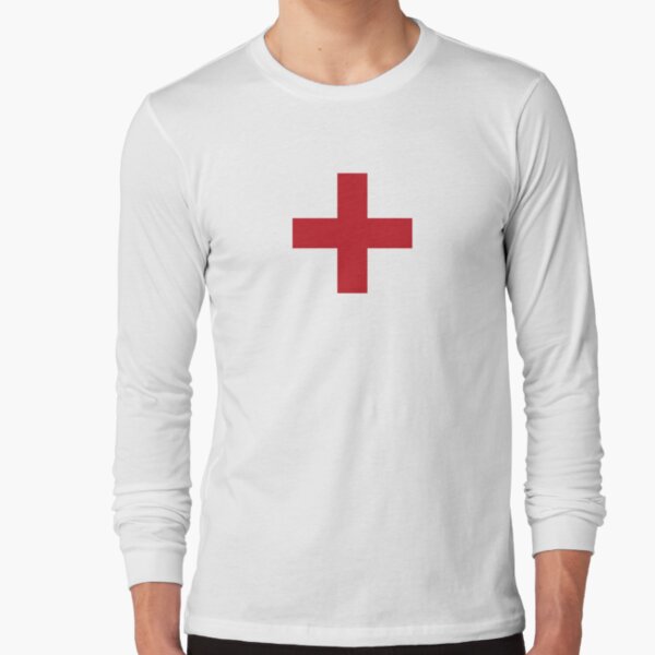 Crosses | Criss Cross | Swiss Cross | Hygge | Scandi | Plus Sign | Red and White | Long Sleeve T-Shirt