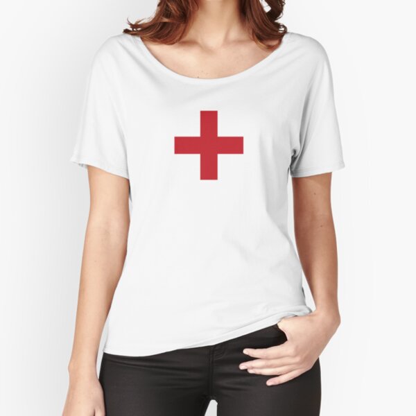 Crosses | Criss Cross | Swiss Cross | Hygge | Scandi | Plus Sign | Red and White | Relaxed Fit T-Shirt